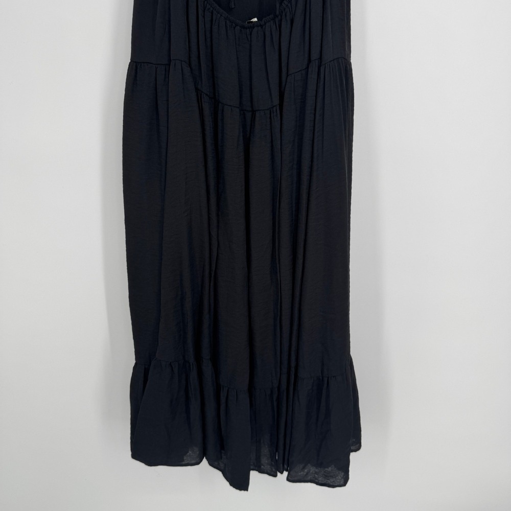 Moon River Open Back Maxi Dress Medium Black Strappy Ruffle Hem Elegant Chic - Picture 10 of 14